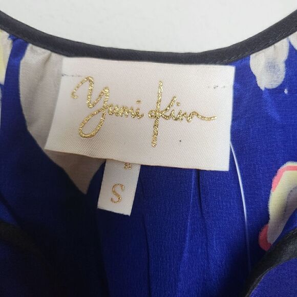 Yumi Kim 100% Silk Joey Blue Floral Blouse Size Small - Picture 10 of 11